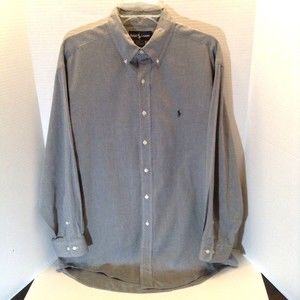 VTG Polo Ralph Lauren Shirt Men 16 (32/33) Gray Yarmouth Button Down Long Sleeve